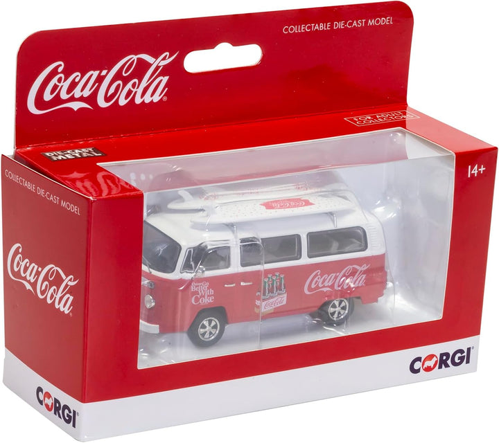 Corgi CC02746 Coca-Cola Volkswagen Campervan Typ 2 (T2) Erkerfenster – Surf Van Druckgussmodell