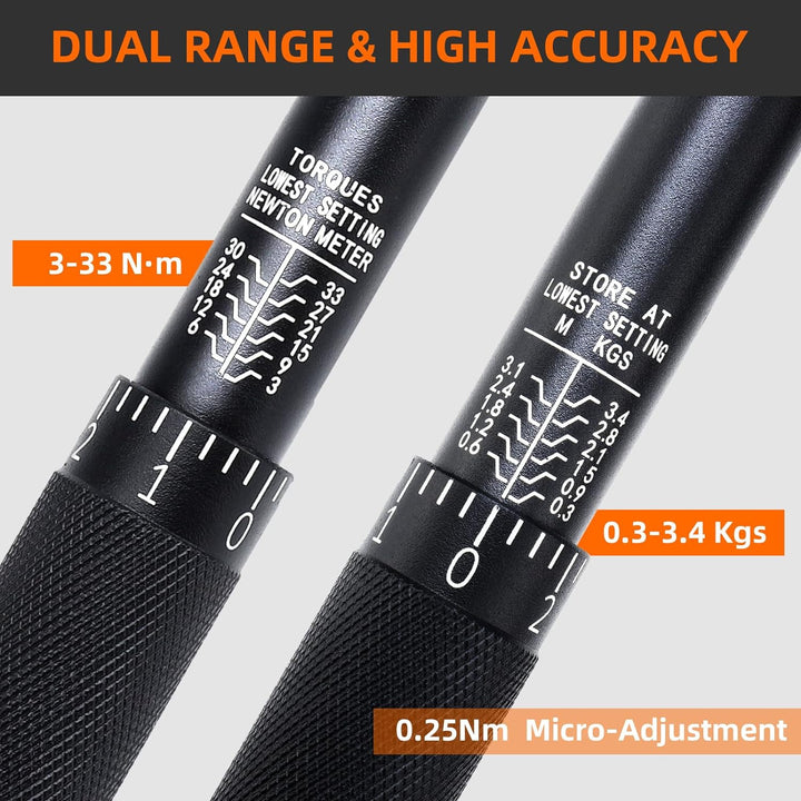 Preciva Drehmomentschlüssel 1/4", 3-33 Nm Umschaltknarre Drehmoment Schraubenschlüssel Set für Fahr