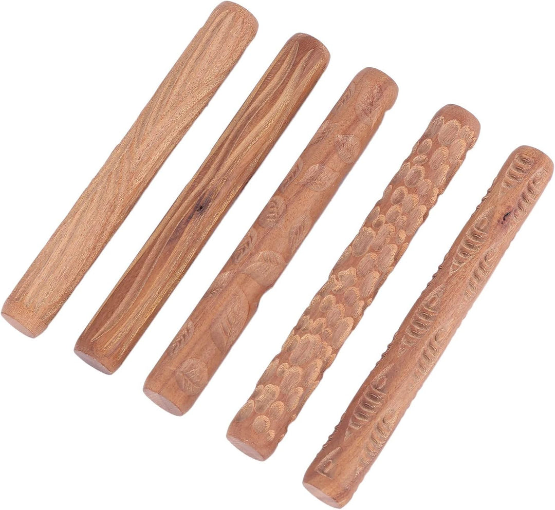 Bmocoen 5 Stücke Töpfer Werkzeuge Hand Rollen für Ton Ton Stempel Ton Roller