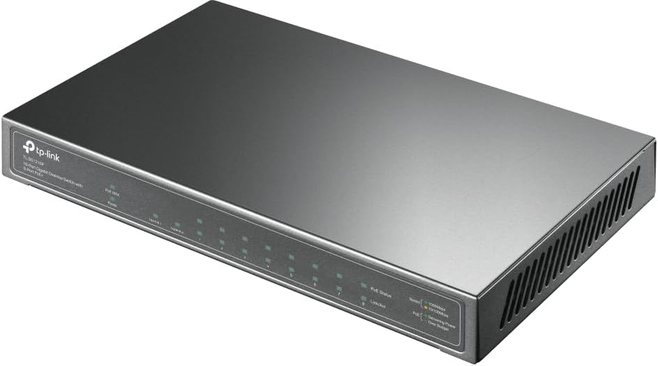 TP-Link TL-SG1210P 10 Port Gigabit PoE LAN Switch (8 Gigabit PoE+ Ports, 1 Gigabit SFP Port, 63 W, I