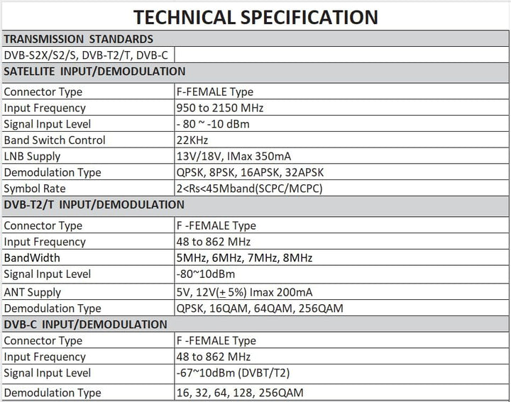 ST-5155 Satfinder DVB-S2/S/T2/T/C, Satelliten Finder(10bit) H.264/265/HEVC mit Bild, Satfinder mit S