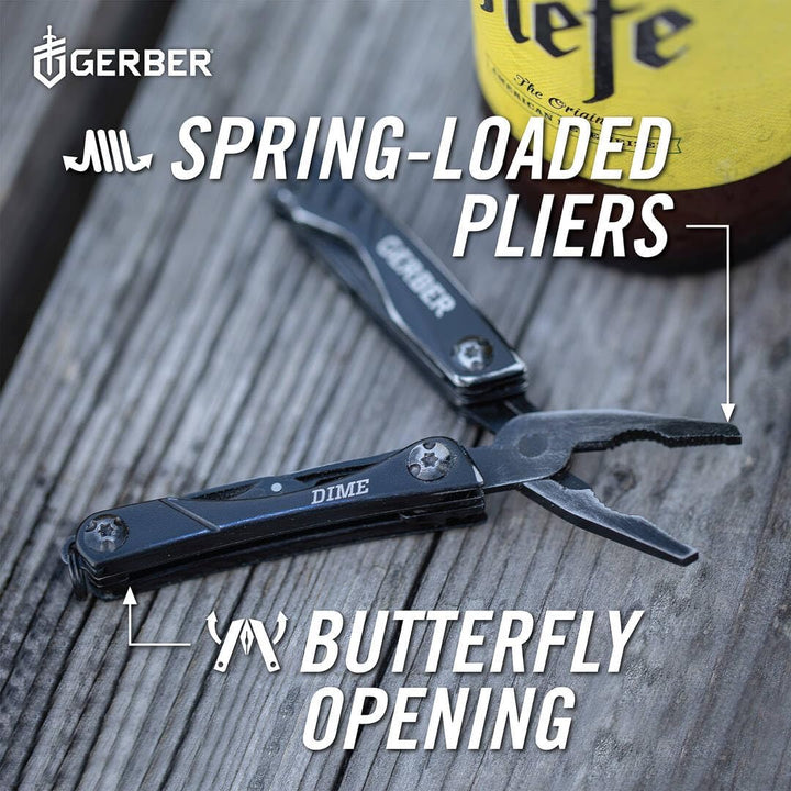 Gerber Multifunktionswerkzeug mit 12 Funktionen, Dime Pocket Multi-tool, Schwarz, 1014030 Schwarz (U