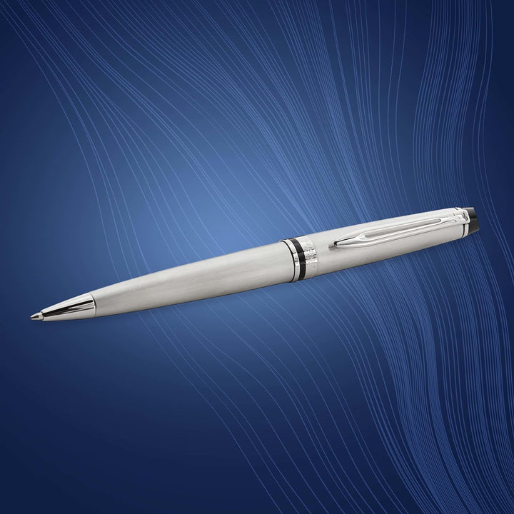 Waterman Expert Kugelschreiber | Edelstahl mit Chromzierteile | Mittlere Spitze | Blaue Tinte | Gesc