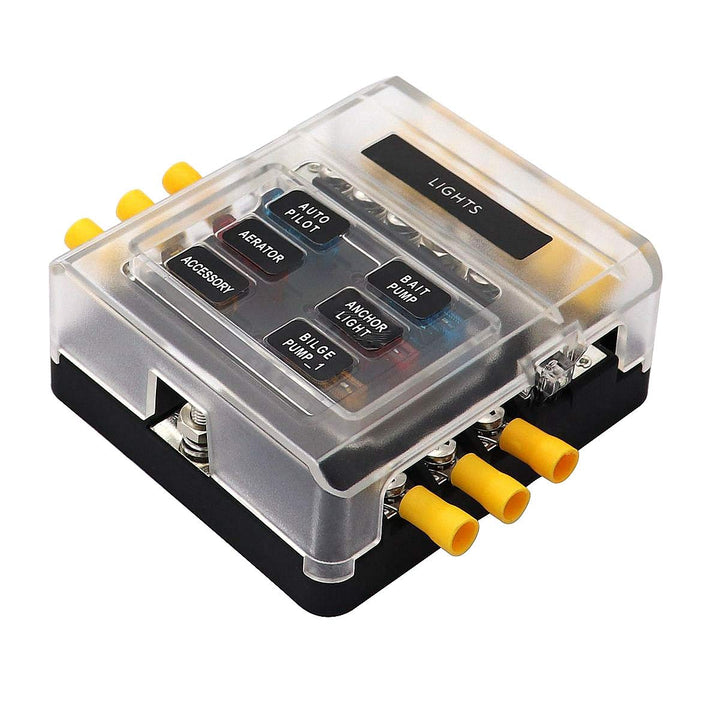 HIMOZEAN 6 Fach KFZ Sicherungskasten 12v -32v Sicherungshalter für Boot Wohnmobil Wohnwagen Wohnmobi