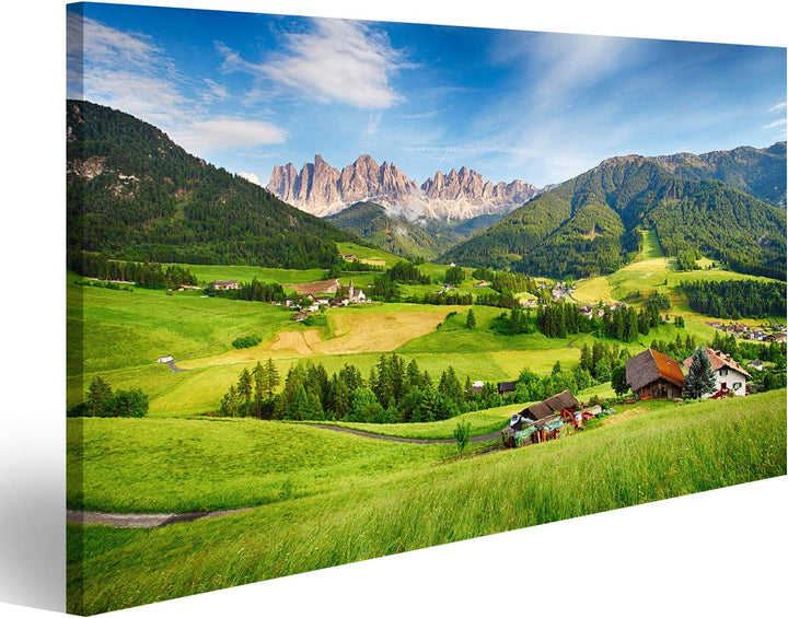 Bild Bilder auf Leinwand Dolomiten Alpen Berg Val di Funes Wandbild, Poster, Leinwandbild PRS, 80L x