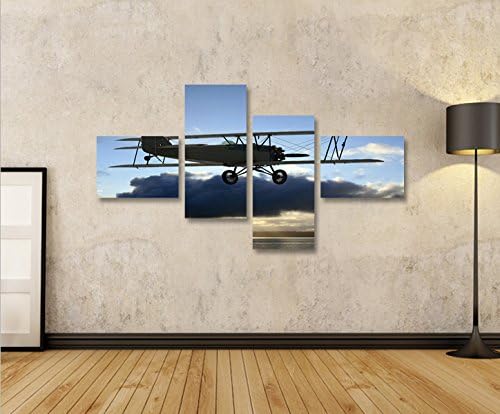 islandburner Bild Bilder auf Leinwand Doppeldecker Flugzeug Aviator 4L XXL Poster Leinwandbild Wandb