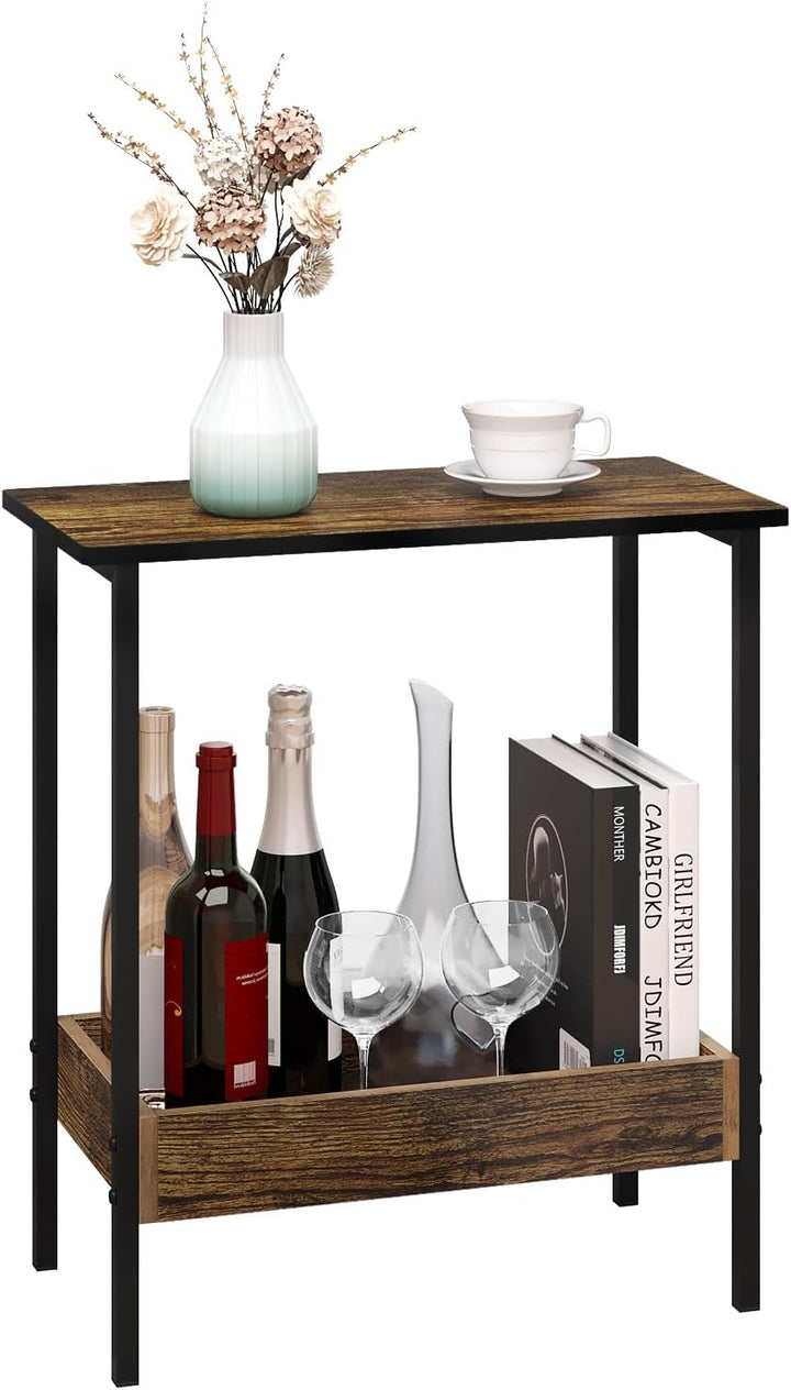 WOLTU Beistelltisch, Couchtisch mit 2 Ablagen, Konsolentisch mit Stauraum im Wohnzimmer, Wohnzimmert
