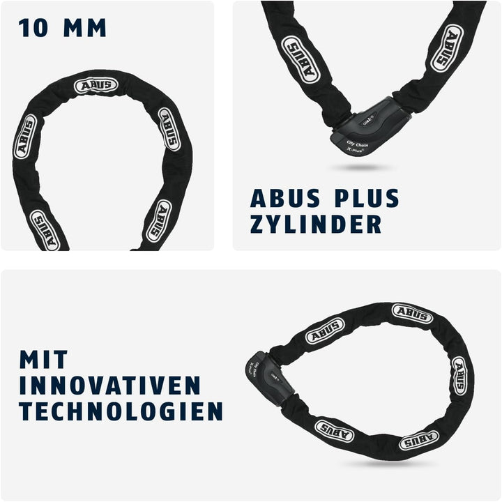 ABUS Kettenschloss Granit CityChain XPlus 1060 – Fahrradschloss aus gehärtetem Stahl – ABUS-Sicherhe
