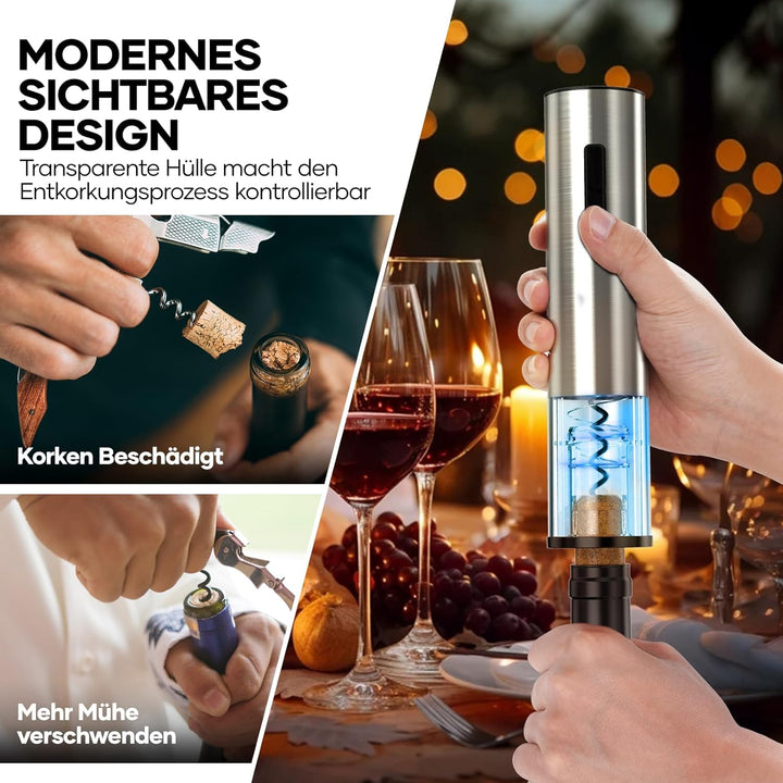 Crenova 4-in-1 Elektronischer Weinöffner, wieder aufladbarer automatischer Korkenzieher Weinflaschen