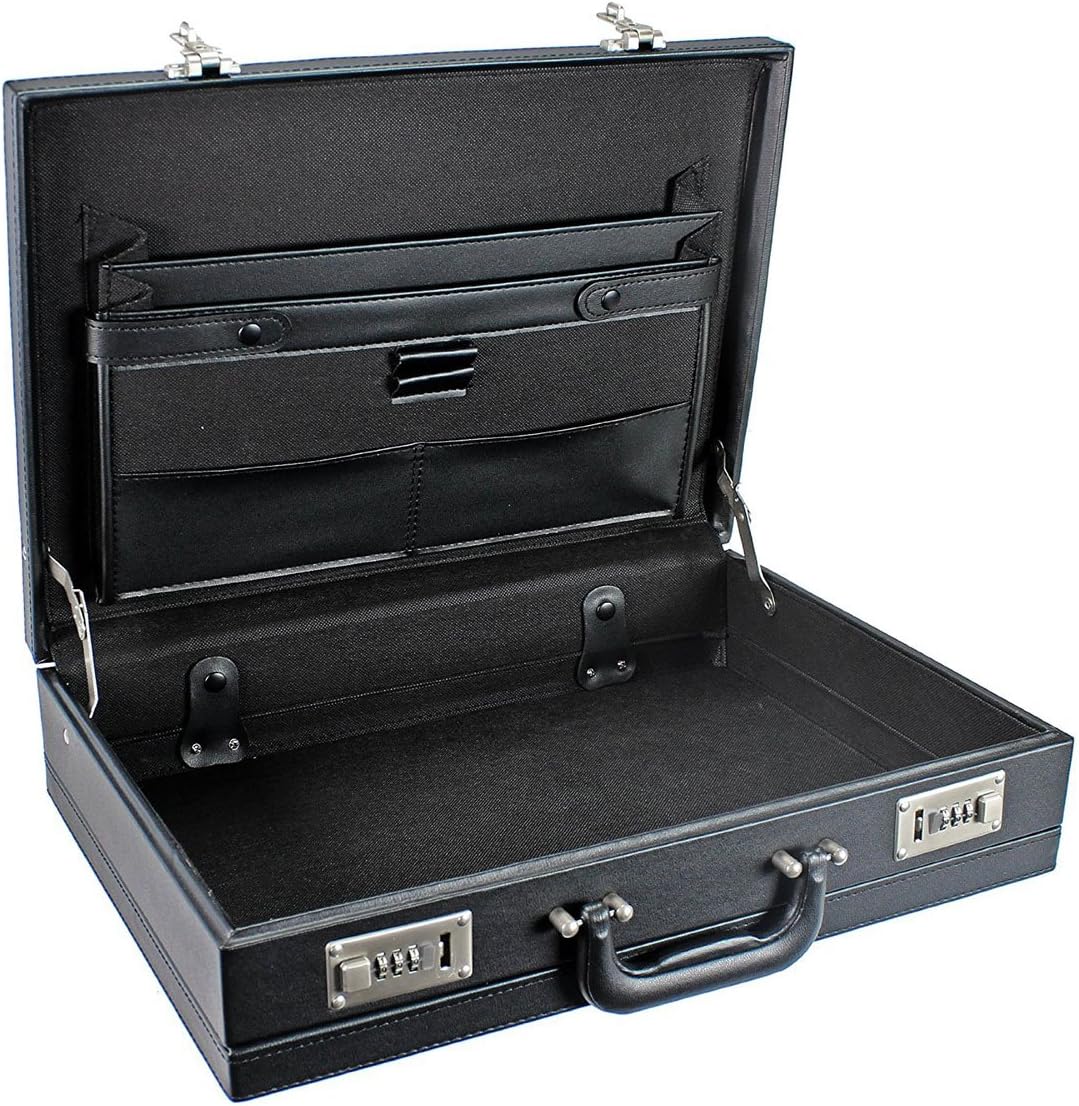 Bowatex Aktenkoffer Pilotenkoffer Akten Koffer Erweiterbar Schwarz 44 x32x11cm