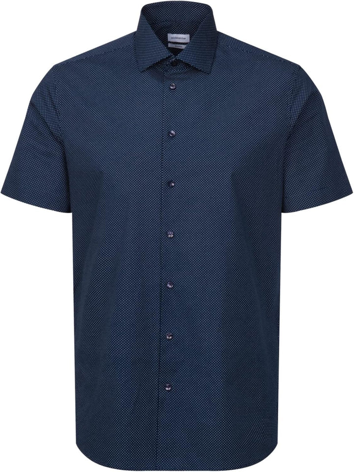 Seidensticker Herren Shaped Fit Kurzarm Hemd Shirt 38 Dunkelblau, 38 Dunkelblau