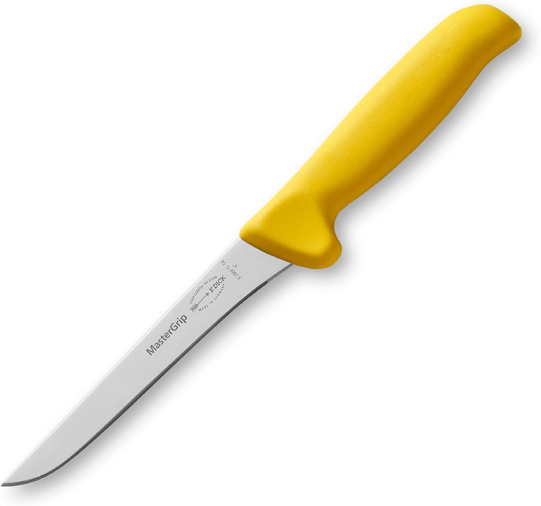 Dick Ausbeinmesser steif 15 cm - Griff gelb - für Fleischer, Metzger, Jäger und Schlachter