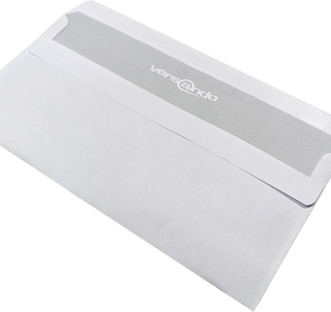 versando 500 Briefumschläge DIN lang ohne Fenster oF selbstklebend sk 22 x 11 cm weiss Weiss - Ohne