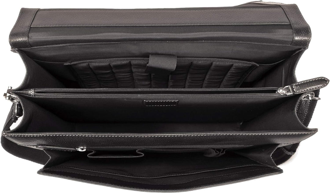 Fa.Volmer® Herren Echt-Leder Business-Tasche für Notebook #Bag16208 in Farbe Braun und Schwarz, Schw