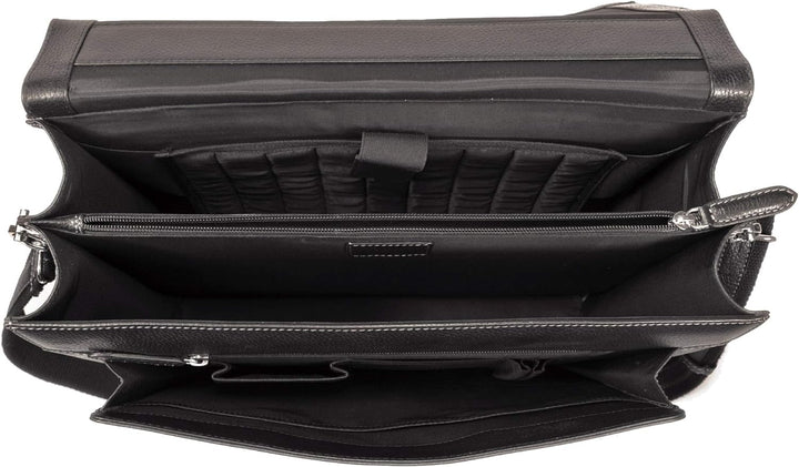 Fa.Volmer® Herren Echt-Leder Business-Tasche für Notebook #Bag16208 in Farbe Braun und Schwarz, Schw