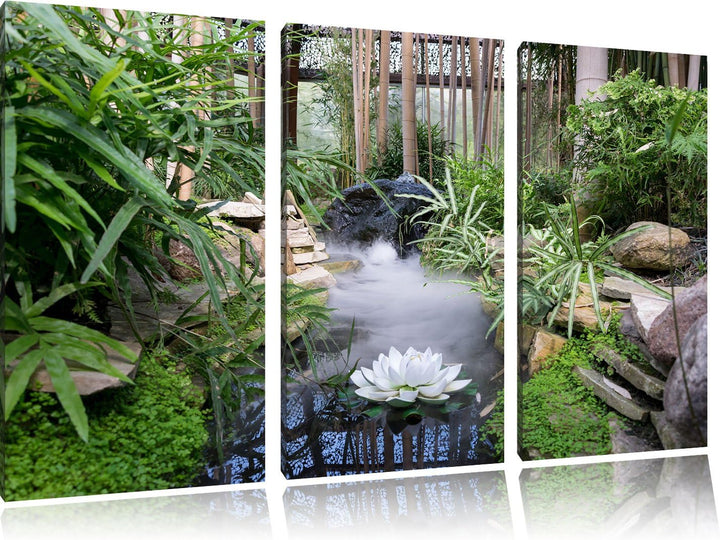 Pixxprint Zen Garten Japan als Leinwandbild/Grösse: 3Teilig / Wandbild/Kunstdruck/fertig bespannt