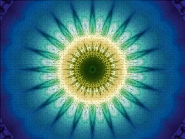 CALVENDO Puzzle Mandala blaues Licht 1000 Teile Lege-Grösse 64 x 48 cm Foto-Puzzle Bild von Christin