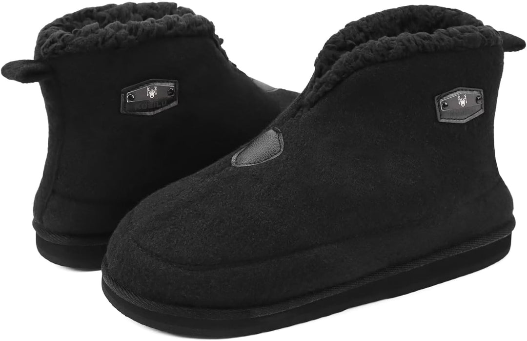 KuaiLu Hausschuhe Boots Herren Winter Filz Hausstiefel Warm Plüsch Flauschige Fell Hüttenschuhe Kusc