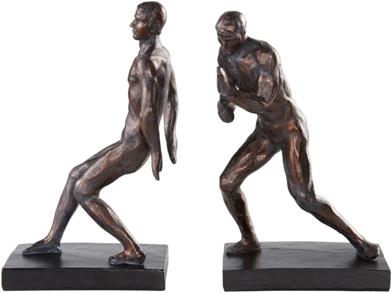 Jotex Push Bücherstütze, stilvolle und Starke dekorative Buchstütze aus Polyresin (2er Set) - Schwar