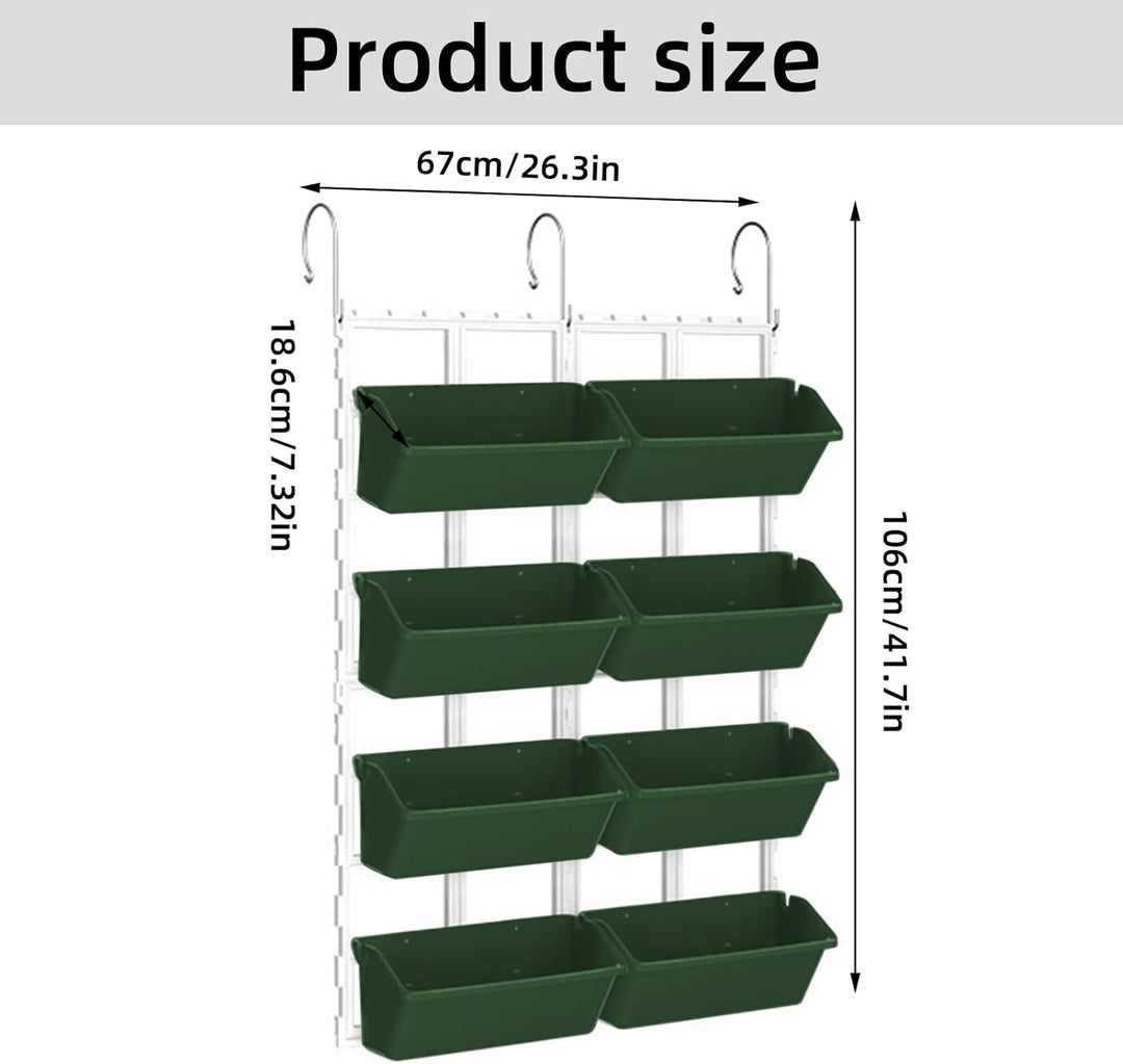 CEIEVER Hängende vertikale Wand Pflanze, Vertikaler Garten Pflanzenwand mit 8 Taschen Platzsparende
