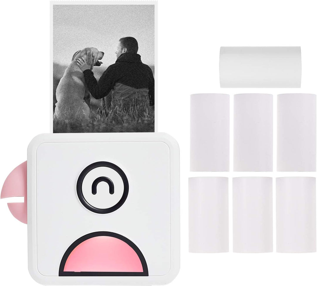 Bisofice Poooli Fotodrucker für Smartphone, Mini Fotodrucker mit 7 Rollen Thermopapier, Mini Drucker