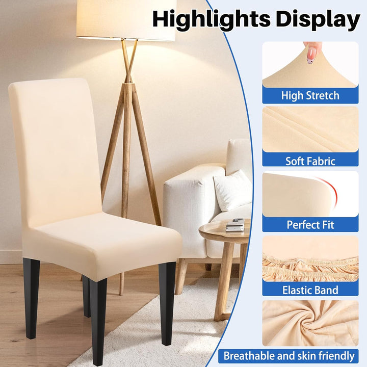 Dioxide Stuhlhussen 6er Set Stretch Stuhlhussen Schwingstuhl Elastische Hussen Stuhlbezug Abnehmbare