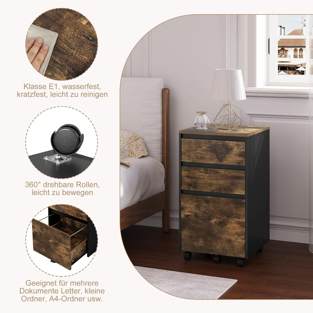 WOLTU mobiler Aktenschrank, Schrank für Aktenordner, Aufbewahrungsschrank im Büro, Büroschrank mit R