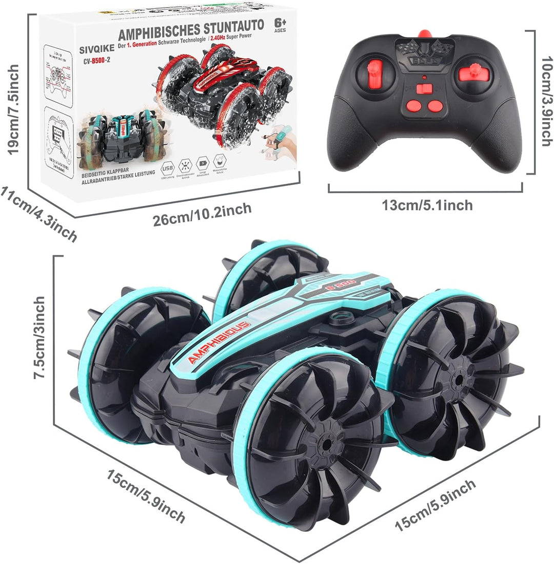 SIVQIKE 4WD Ferngesteuertes Auto,Gestensensor Wasserdicht RC Stunt Auto,Amphibienfahrzeug Mit 50m Fe