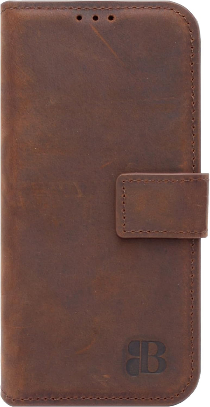 Burkley 2in1 Leder Handytasche für iPhone 12 Mini Handyhülle mit herausnehmbarem Back Cover, 360° Sc