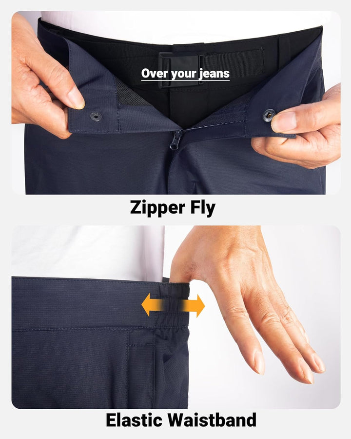 33,000ft Regenhose Herren Wasserdicht Full Zip Wanderhose, Atmungsaktiv 2-Lagen Überziehhose Fahrrad