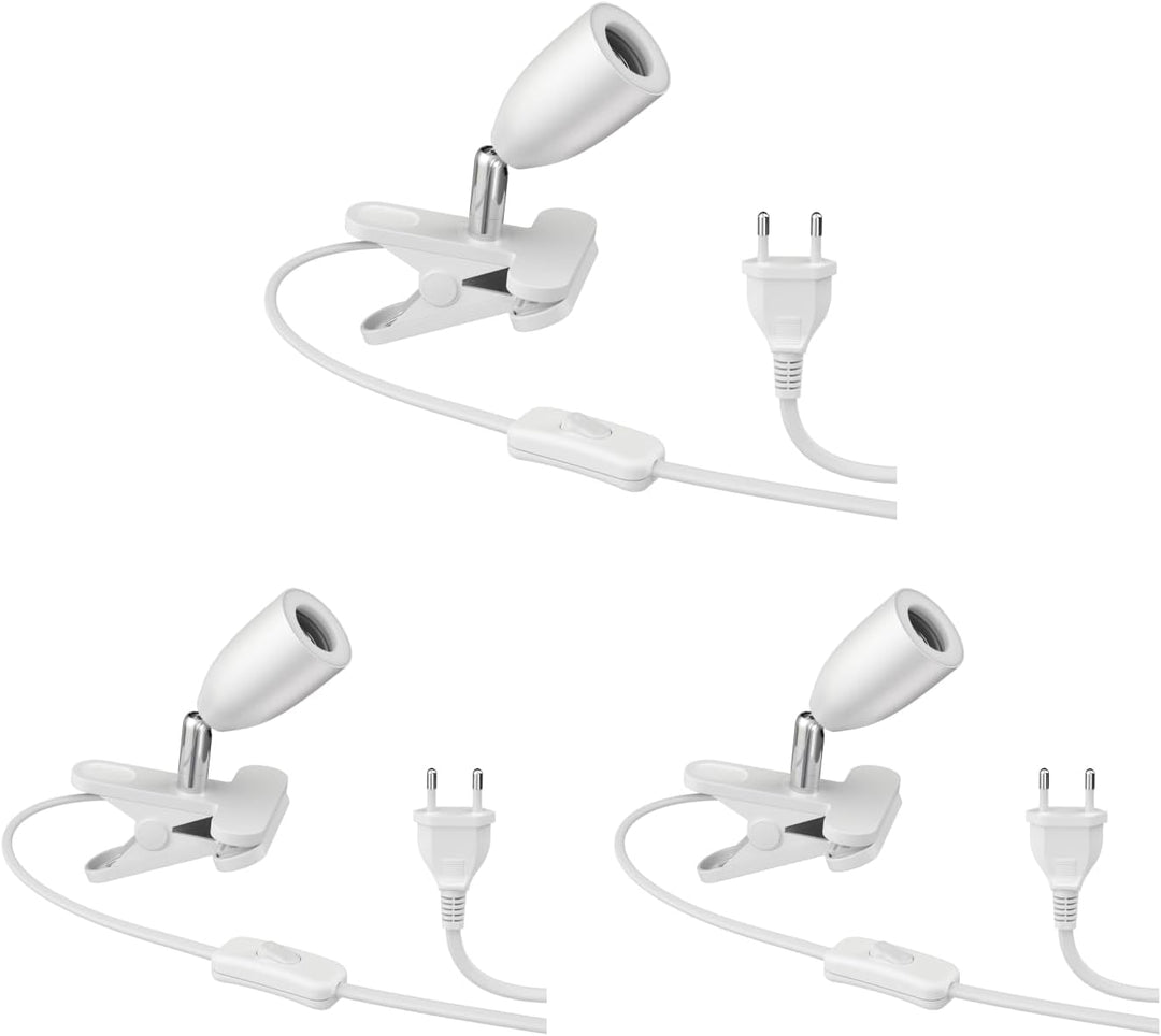 ledscom.de Klemmstrahler LIK, weiss matt, 1x E27 max. 60W, 3 Stk. 3 Stück (1er Pack) Weiss Matt / Oh
