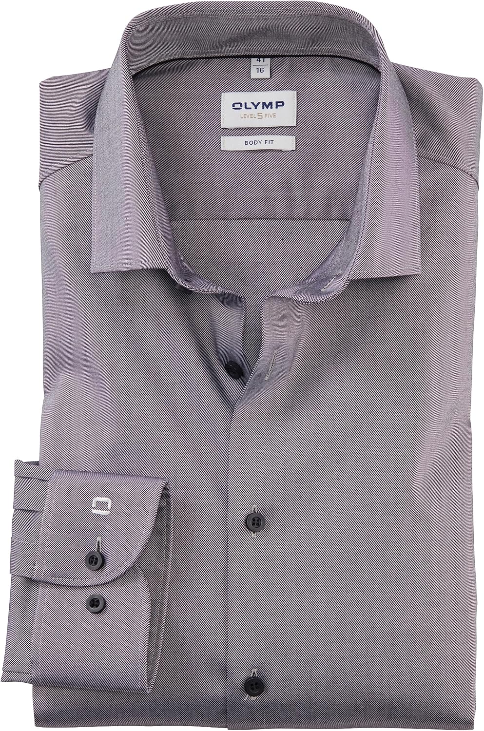 OLYMP Herren Businesshemd Langarm Level Five,Twill,Body fit,Modern Kent 45 Graphit 69, 45 Graphit 69