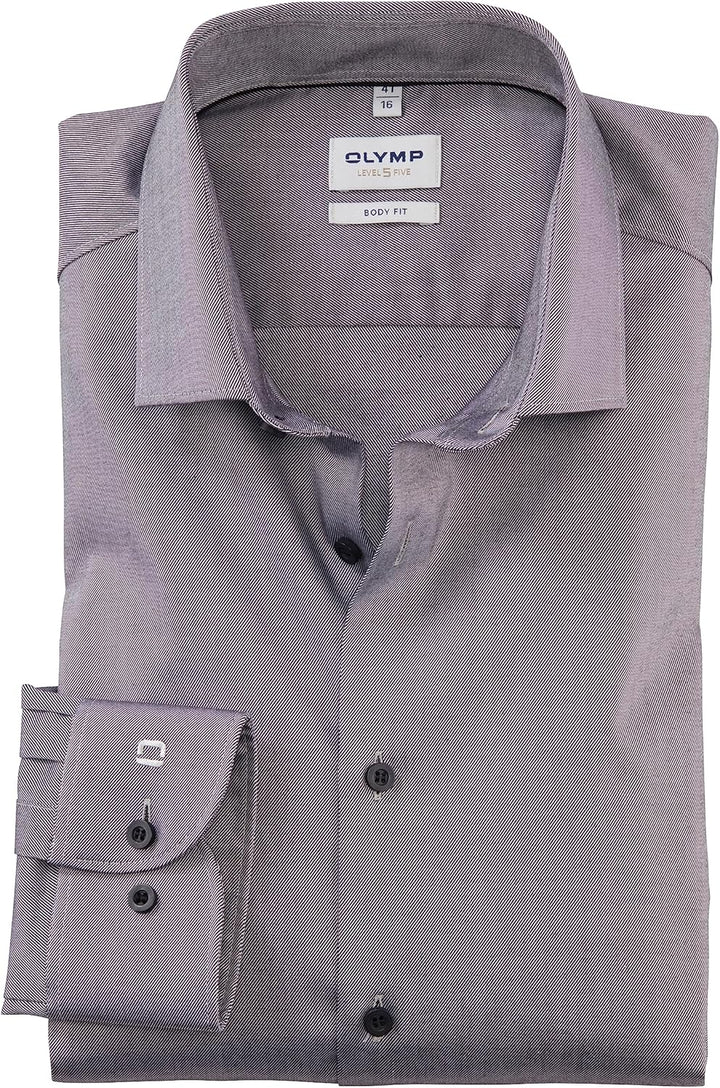 OLYMP Herren Businesshemd Langarm Level Five,Twill,Body fit,Modern Kent 45 Graphit 69, 45 Graphit 69