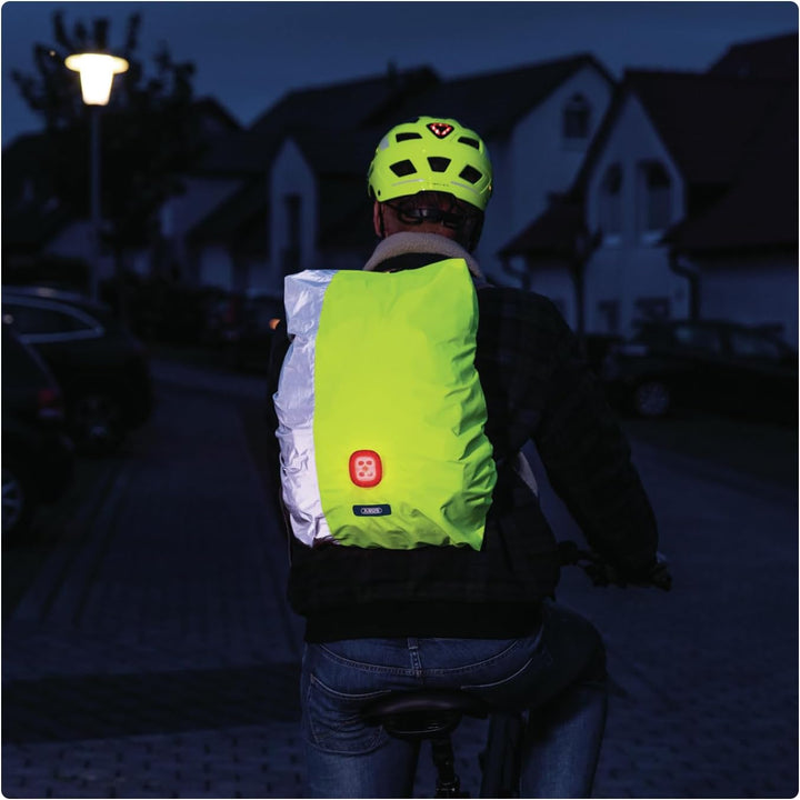 ABUS Regenschutz für Rucksäcke - Lumino X-Urban Cover mit integriertem USB-Rücklicht - wasserdichter