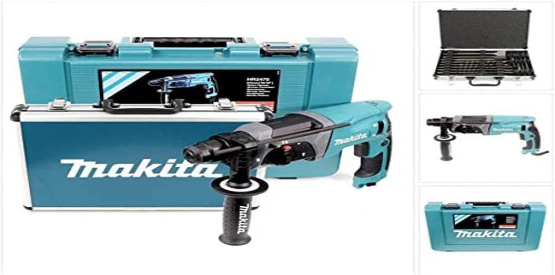 Makita HR2470 Bohrmaschine + Bohrer & Meisselset, 780 W, 220 V Blau