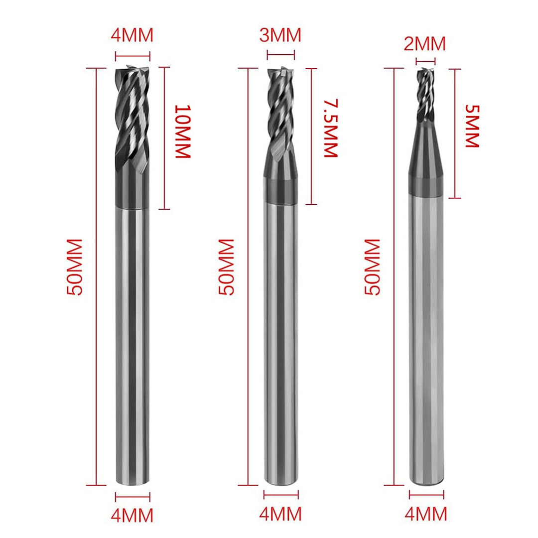 ASZLBYM 8 Stück 2–12 mm CNC-Vierkant-Schaftfräser, Hartmetall-Wolframstahl, 4-fach-Fräser, Fräser, D