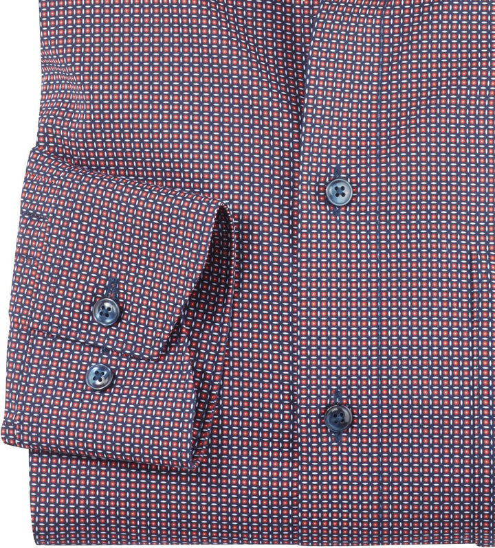 OLYMP Herren Businesshemd Langarm Luxor,Digitaldruck,modern fit,Global Kent 37 Rot 35, 37 Rot 35