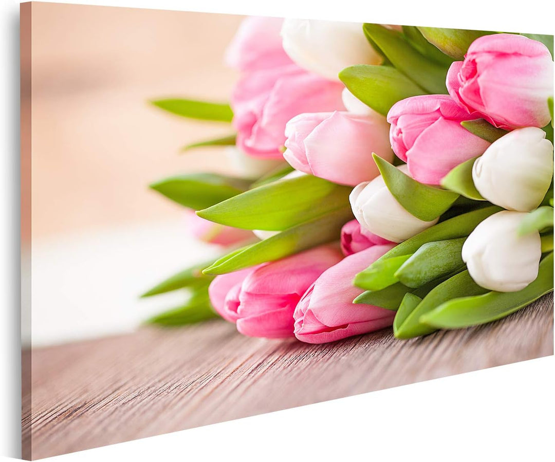 islandburner Bild auf Leinwand Blumenstrauss Tulpen Frühlingsszene Bilder Wandbilder Poster Leinwand