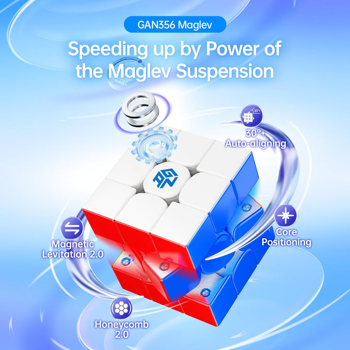GAN356-Maglev Zauberwürfel Magnetisch 3x3, Profi SpeedCube 56cm, Magic Cube Frost Coated für Kinder