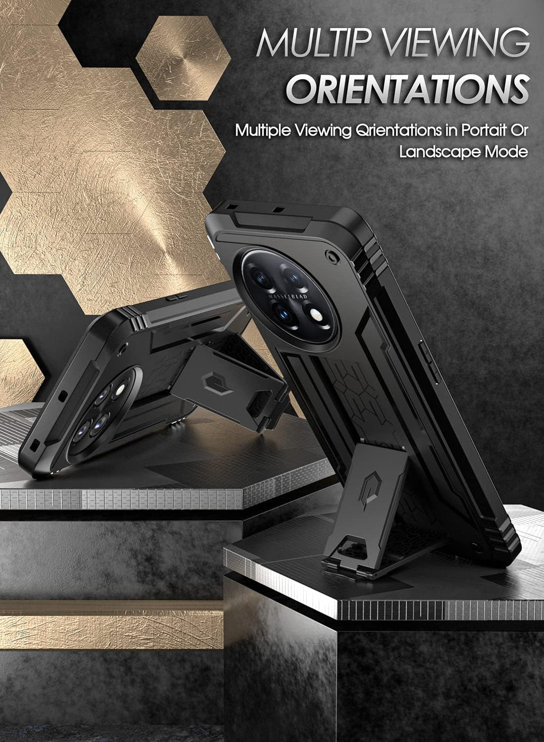 Poetic Revolution Hülle Kompatibel mit OnePlus 11 5G 6,7 Zoll, Ganzkörper Schutzhülle mit Ständer un