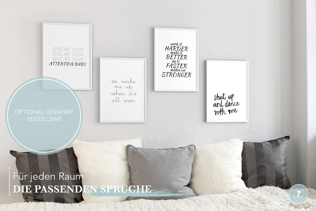 Papierschmiede® Premium Spruchposter Set 4er DIN A1, Motiv: My Favourite Songs, Lieder Texte, Typogr