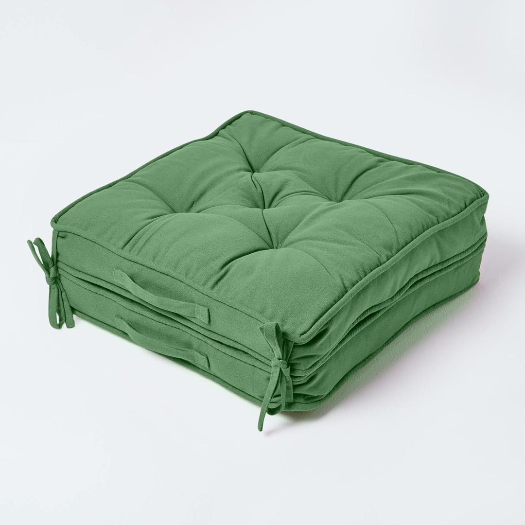 Homescapes Faltbares Reisekissen 50x50 cm grün, Auto-Sitzkissen mit Rückenlehne, Klappsitzkissen für