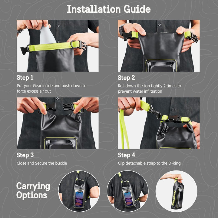 Pelican Marine Wasserdichter Roll-Top Dry Bag Dry Bag - Black/Hi-vis Yellow, Dry Bag - Black/Hi-vis