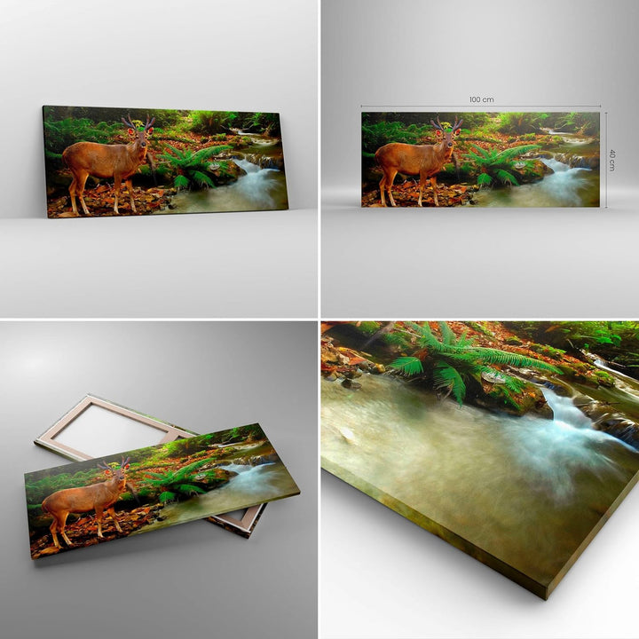 Panorama Bilder auf Leinwand 100x40cm Leinwandbild Herbst berg strom landschaft Gross Wanddeko Bild