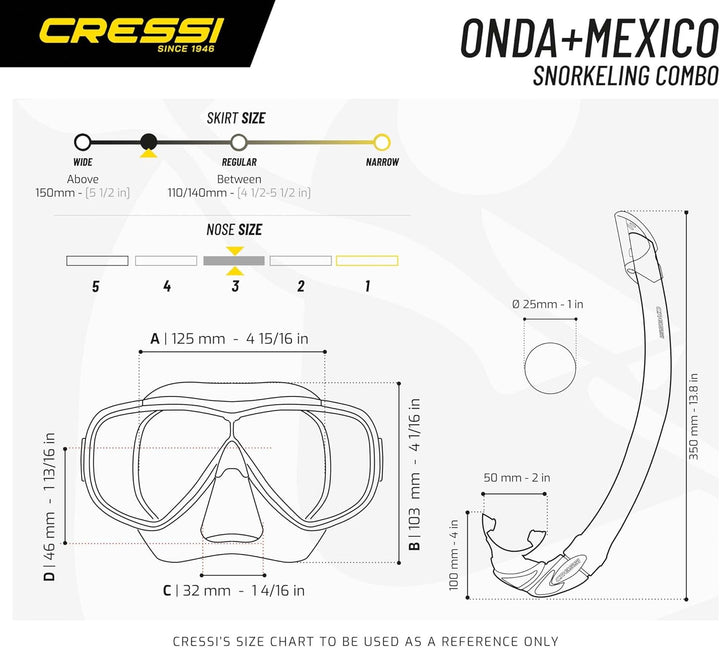 Cressi Onda - Onda Schnorchelmaske oder Schnorchelset Onda Maske und Schnorchel Mexico, Einheitsgrös