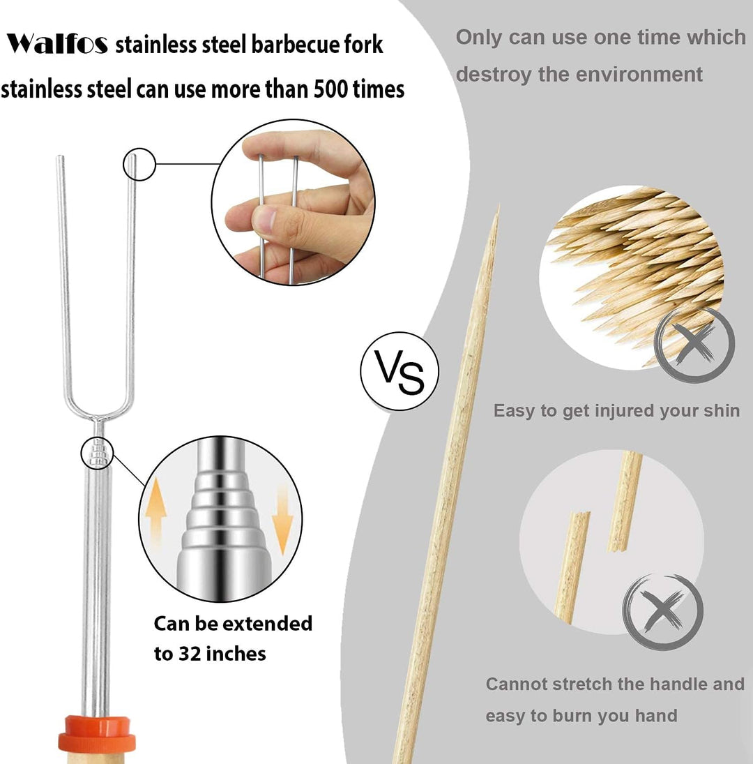WALFOS Marshmallow-Toastgabeln, Teleskop, Marshmallow-Toast-Kits, Grillspiesse, Lagerfeuer-Bratstäbe