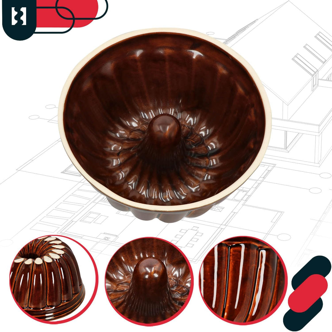 KOTARBAU® Keramik Gugelhupfform Ø 27 mm Backform für Gugelhupf aus Steinzeug Runde Backform Kuchenfo