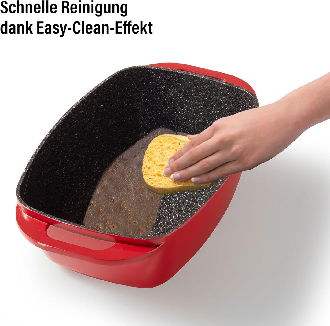 STONELINE Bräter Induktion 43 x 26 cm, 7,8 L, Bräter mit Deckel backofengeeignet, Deckel als Auflauf