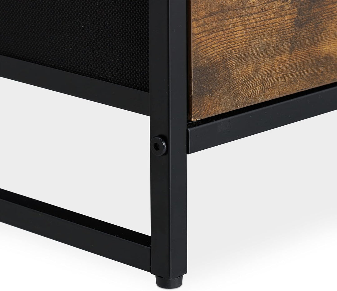 Relaxdays HxBxT 71,5 x 84 x 32,5 cm Kleiderschrank braun-schwarz Kommode Industrial, HBT, Stoff, Met