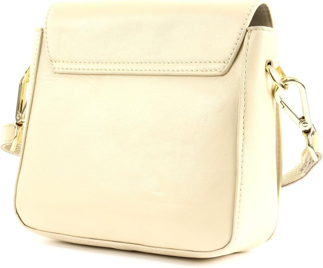 FREDsBRUDER Twinkle Ledertasche Handtasche Umhängetasche - 18x18x8cm (B x H x T) (winter beige)